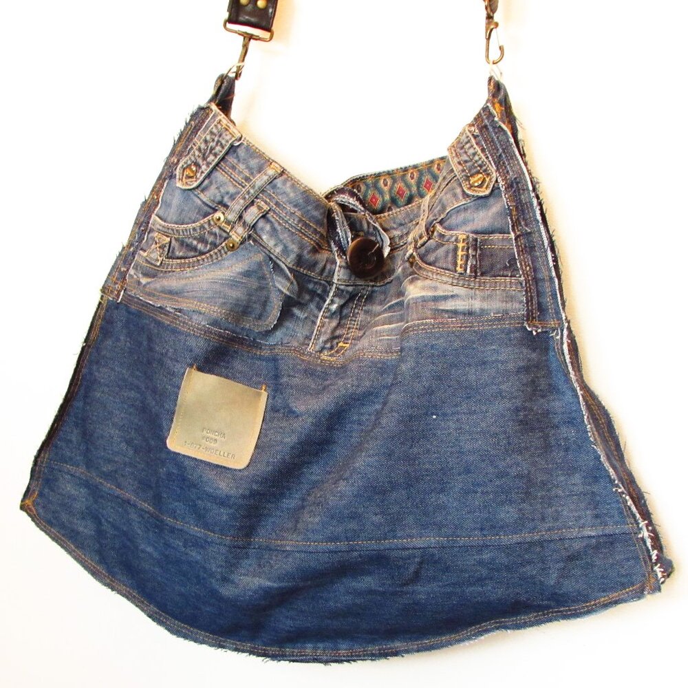 Upcycled jeans oversized bag, over the sholder bag, Made in Canada